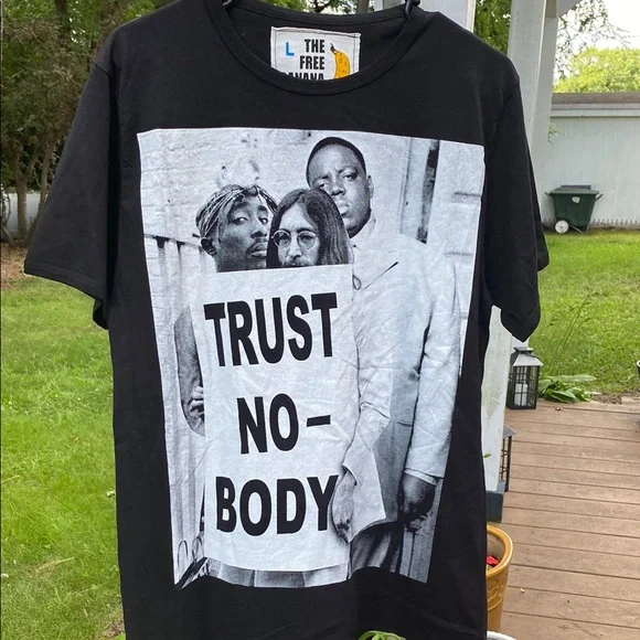 Black Graphic T-Shirt with Trust No Body Print - Picture 2 of 5